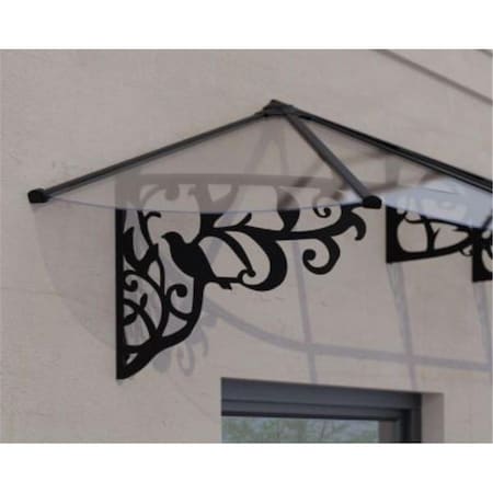 Palram-Canopia 11 x 3 ft. Lily 3154 Awning Kit, Black & Clear HG9595